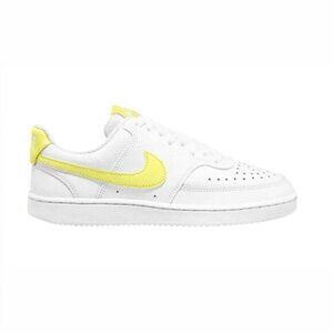 Nike Women's 8.5 Court Vision Low Sneakers White Yellow Athletic Casual Shoes